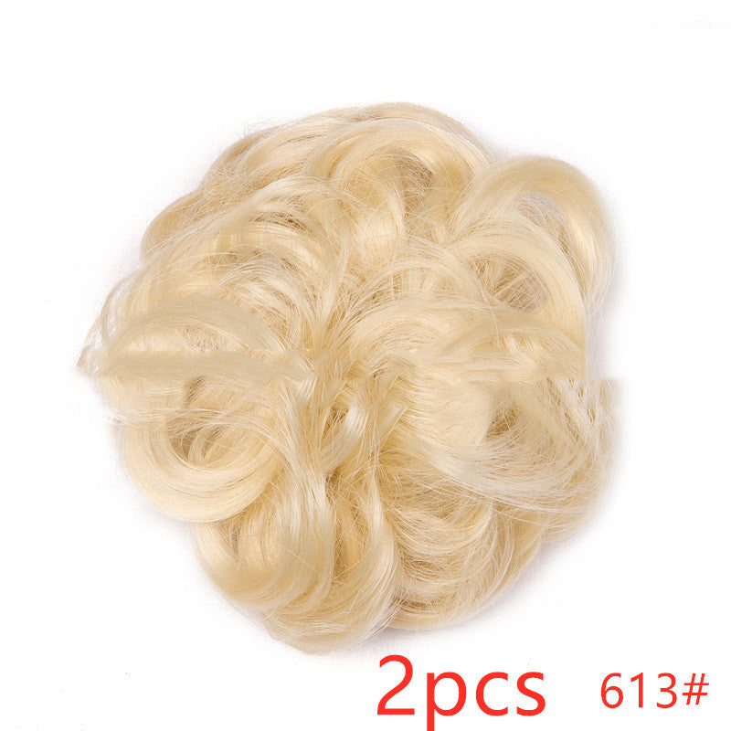 Europe, Japan, and South Korea popular hair bun fluffy natural drawstring curly hair ball head hair ring hair set female hair accessories chemical fiber hair Europe, Japan, and South Korea popular hair bun fluffy natural drawstring curly hair ball head hair ring hair set female hair accessories chemical fiber hair